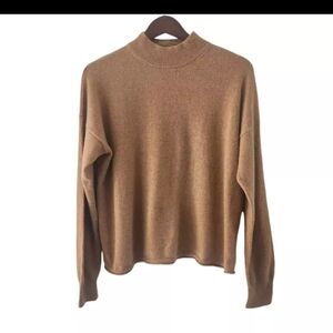 Madewell 100% Cashmere Golden Khaki Mockneck Pullover Sweater Womens Size M